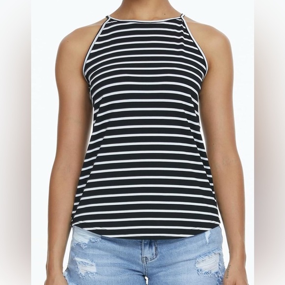 Women’s Striped Cotton Spandex Halter Tank Top Size XL EUC - Picture 2 of 7